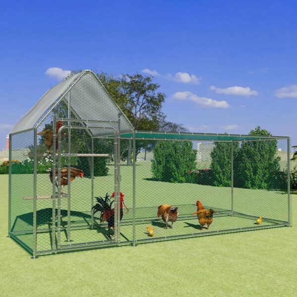 Walnest 10ft Large Metal Chicken Coop with Climbing Frame, Walk-in Poultry Cage with Waterproof&Anti-UV Cover,Heavy Duty Chicken Coop or Outdoor Backyard Farm Use - Image 8