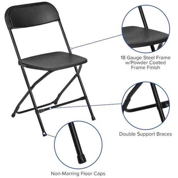 10-Pack Black Standard Folding Chair with Solid Seat (Indoor) - Image 20