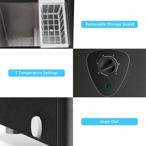 Wanai 3.5 Cu Ft Black Chest Freezer, Energy Efficient with Removable Basket and Adjustable Temperature Control - Image 2
