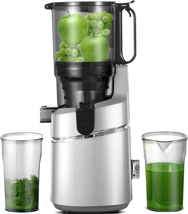 AMZCHEF SJ-036 Masticating Juicer, 250W, Silver, 1.8L Capacity, Self-Feeding, BPA-Free, High Juice Yield, Easy Clean, Cold Press Electric Juicer