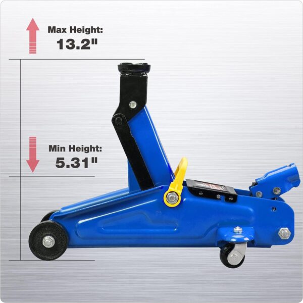 Aluminum and Steel Car Jack, 3 Ton (6,600 LBs) Hydraulic Floor Jack with Dual Piston Quick Lift Pump, Lifting Range 3-15/16" min to 18-5/16" max, Red - Image 15