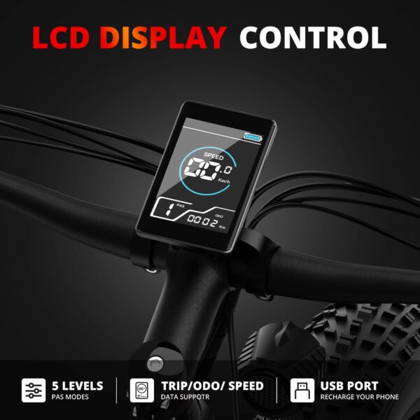 AMYET EB26 750W 720WH UL2849 Electric Bike Mountain Bicycle E Bike 26" Fat Tire 20MPH for Adult - Image 4