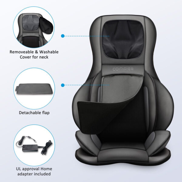 Comfier Shiatsu Neck Back Massager with Heat, Air Compression Massage Chair Pad - Image 7