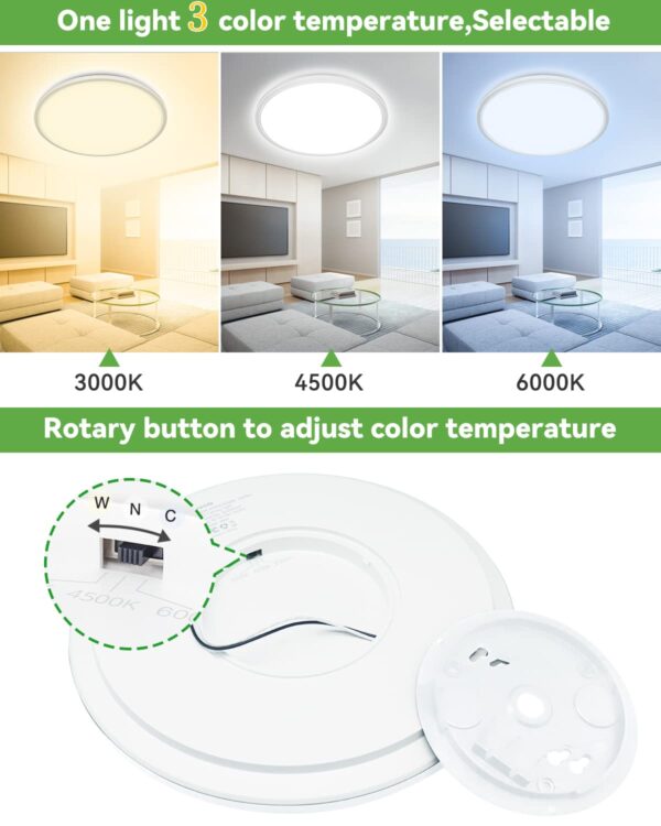 zemty 6Pack 12 Inch LED Flush Mount Ceiling Light, Super Slim 28W 3200lm - Image 2