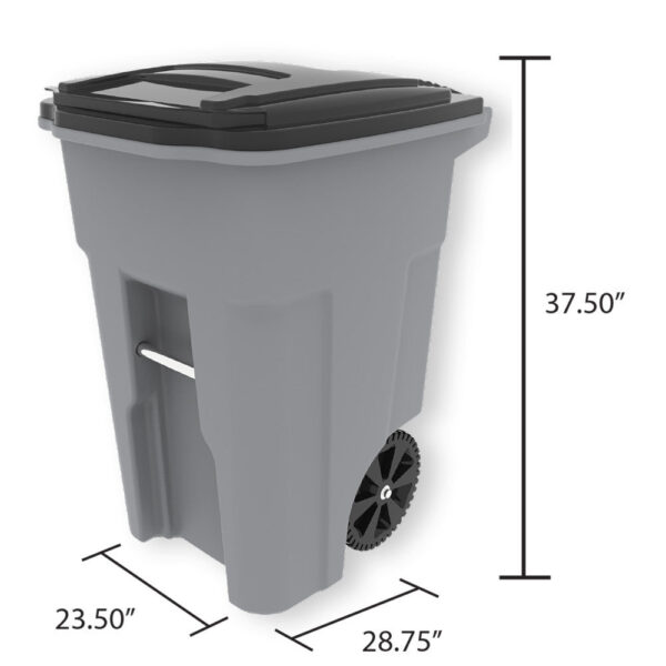 Toter 48 Gallon Durable Trash Can with Smooth Wheels & Lid, Green - Image 4