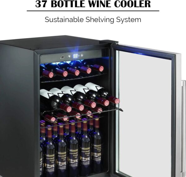 Antarctic Star Wine Cooler, 36 Bottle, Stainless Steel, Double Glass Door, Touch Screen, 4.4 Cu.Ft, Freestanding - Image 4