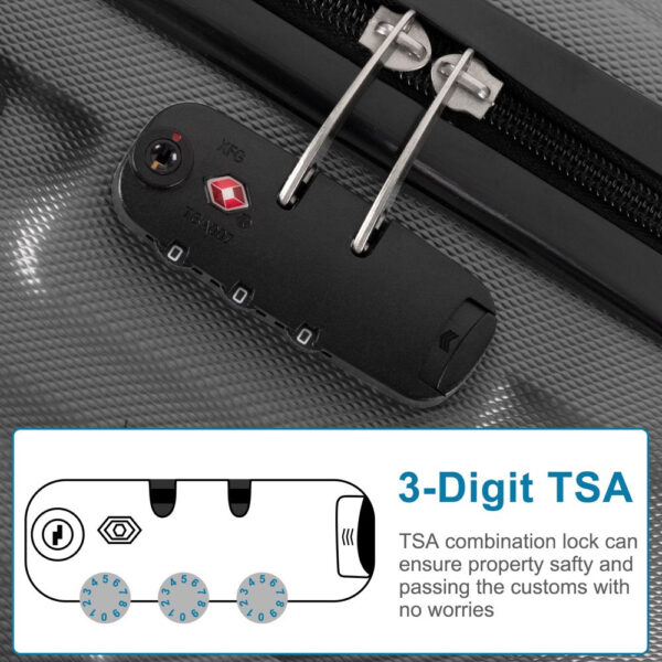 Zimtown 4 Piece Luggage Set, ABS Hard Shell Suitcase Luggage Sets Double Wheels with TSA Lock - Image 7