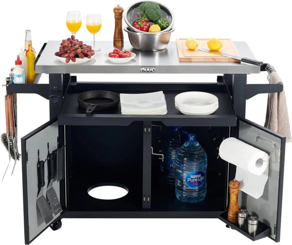 42-Inch Rolling Outdoor Kitchen Island and BBQ Serving Cart - Image 4