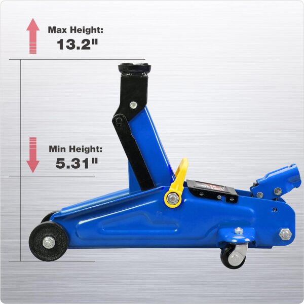Aluminum and Steel Car Jack, 3 Ton (6,600 LBs) Hydraulic Floor Jack with Dual Piston Quick Lift Pump, Lifting Range 3-15/16" min to 18-5/16" max, Red - Image 29