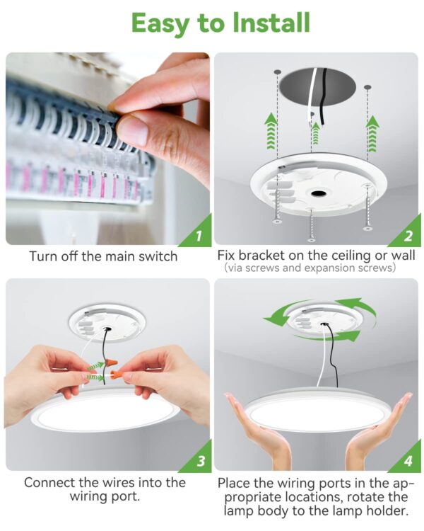 zemty 6Pack 12 Inch LED Flush Mount Ceiling Light, Super Slim 28W 3200lm - Image 4