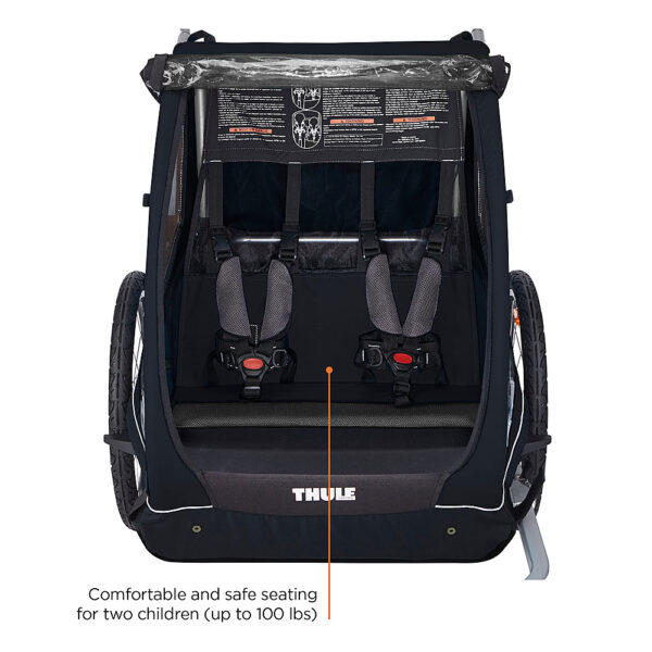 Thule – Coaster XT 2-Seat Bicycle Trailer and Stroller – Black - Image 3
