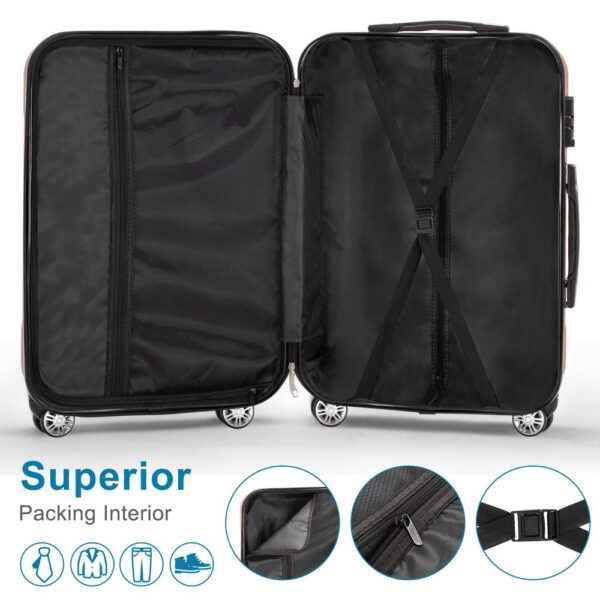 Zimtown 4 Piece Luggage Set, ABS Hard Shell Suitcase Luggage Sets Double Wheels with TSA Lock - Image 8