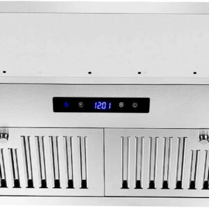 Zomagas 30 inch 600CFM Range Hood Insert Stainless Steel Kitchen Vent Hood Touch Control with LED Lights,Baffle Filters
