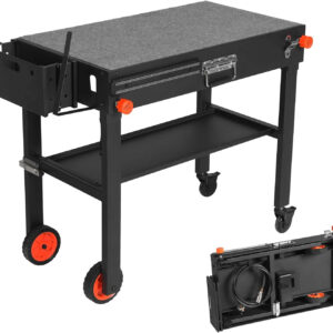 Adjustable 3-Shelf Indoor & Outdoor Grill Table | Portable Work Table with Stainless Steel Tabletop