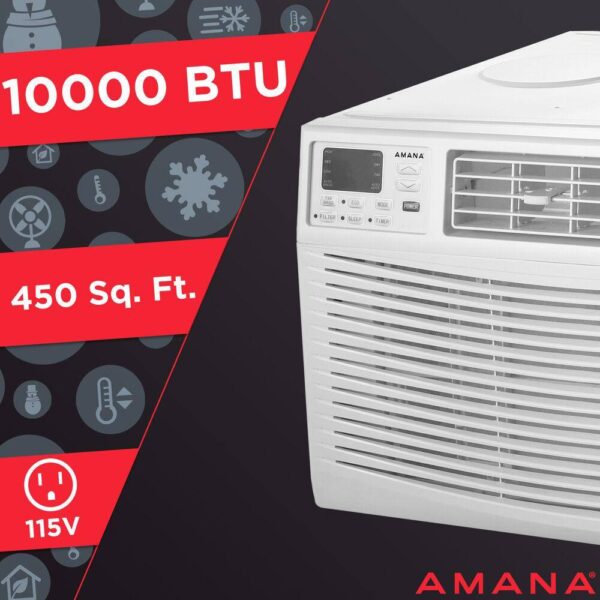 10,000 BTU 115V Window AC w/ Remote for Rooms upto 450 sq. ft. 24-Hour Timer 3-Speed Auto-Restart Digital Display White - Image 16