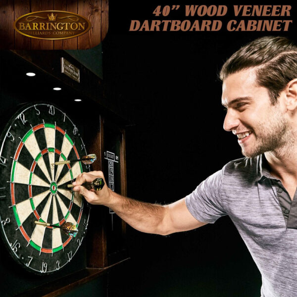 Barrington 40 Inch Dartboard Cabinet with LED Lights, 40 Inch X 4.375 Inch X 24.625 Inch - Image 4