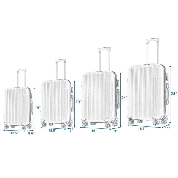 Zimtown 4 Piece Luggage Set, ABS Hard Shell Suitcase Luggage Sets Double Wheels with TSA Lock - Image 11