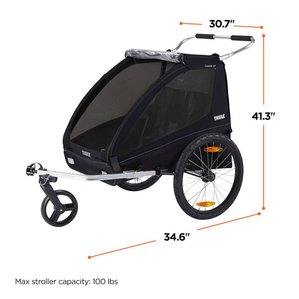 Thule – Coaster XT 2-Seat Bicycle Trailer and Stroller – Black - Image 10