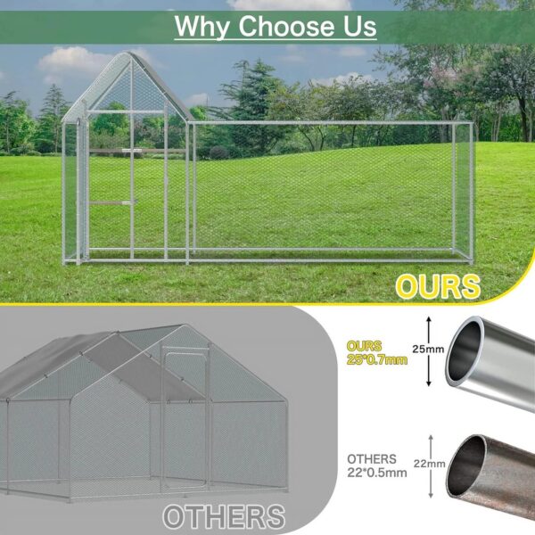 Walnest 10ft Large Metal Chicken Coop with Climbing Frame, Walk-in Poultry Cage with Waterproof&Anti-UV Cover,Heavy Duty Chicken Coop or Outdoor Backyard Farm Use - Image 4