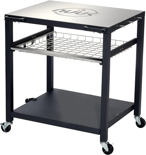 Three-Shelf Heavy Duty Rolling Outdoor Pizza Oven Table, 24" x 30 - Image 3