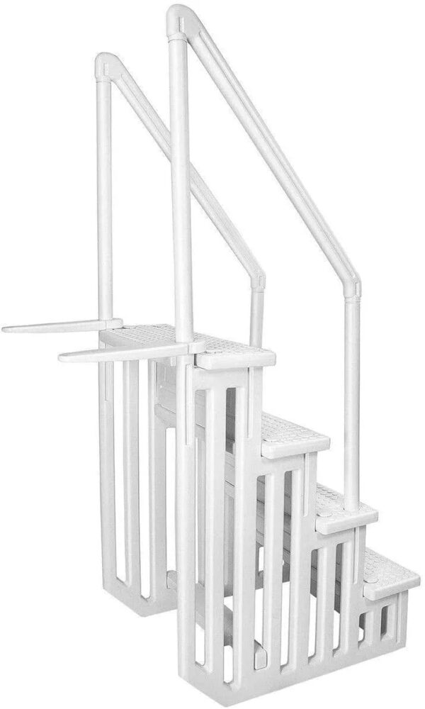 Aqua Select Above Ground Anti-Slip Pool Steps to Deck | Safety Swimming Pool Ladder | Designed for Above Ground Swimming Pools | Holds Up to 400 Pounds | White - Image 4