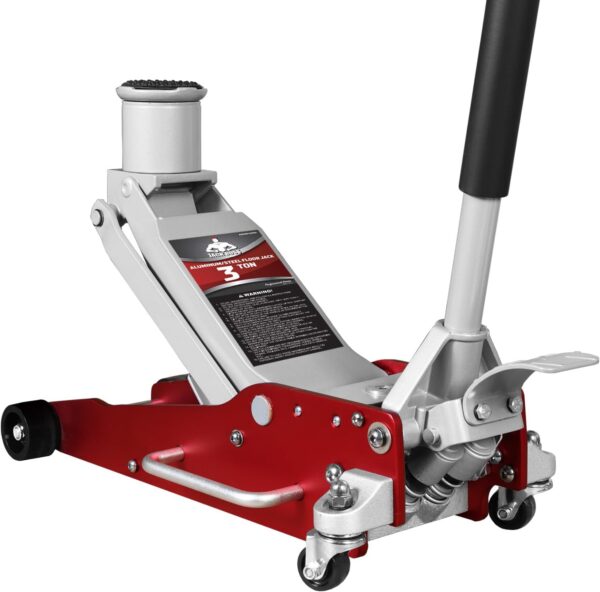 Aluminum and Steel Car Jack, 3 Ton (6,600 LBs) Hydraulic Floor Jack with Dual Piston Quick Lift Pump, Lifting Range 3-15/16" min to 18-5/16" max, Red - Image 4