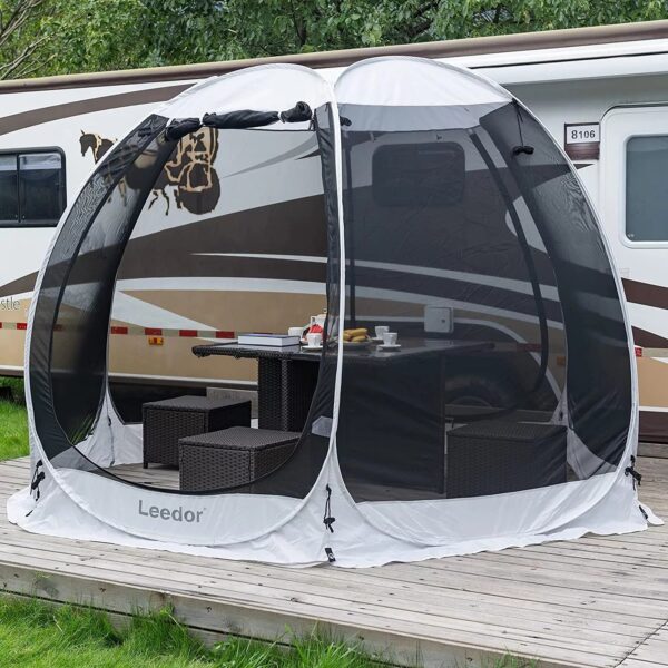 Leedor Screen House Tent Instant Room Shelter Gazebos for Patios Outdoor Canopy 10'x10' Gray - Image 5