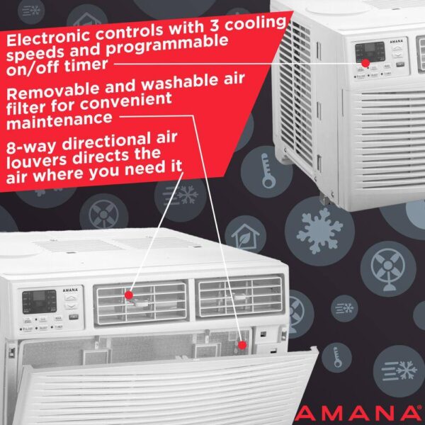 10,000 BTU 115V Window AC w/ Remote for Rooms upto 450 sq. ft. 24-Hour Timer 3-Speed Auto-Restart Digital Display White - Image 15