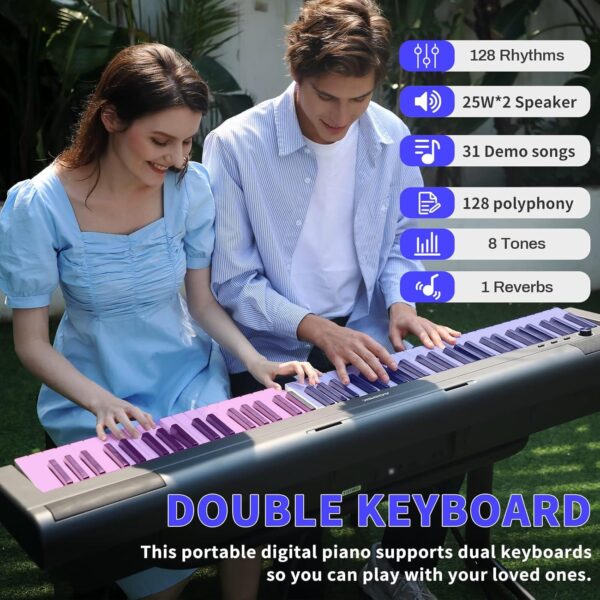 AODSK S-200 88-Key Weighted Digital Piano, Hammer Action, Black, with Sustain Pedal & Stereo Speakers, USB Connectivity, Portable for All Skill Levels - Image 3