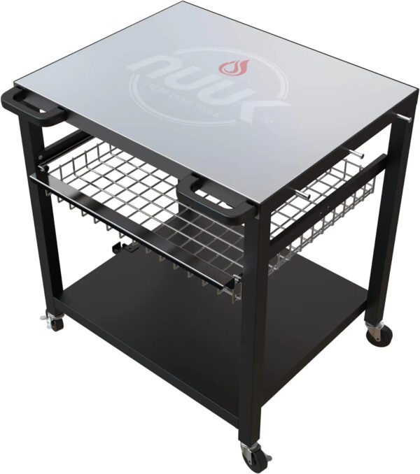 Three-Shelf Heavy Duty Rolling Outdoor Pizza Oven Table, 24" x 30 - Image 4