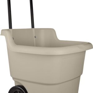 Suncast Resin 15.5 Gallon Multi-Purpose Rolling Cart with Wheels, Durable Plastic, Brown/Taupe