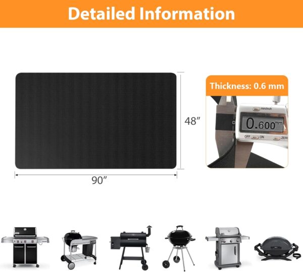 Under Grill Mat 90x48 Inch for Deck, Patio, Outdoor BBQ Grills - Fireproof & Waterproof - Image 2
