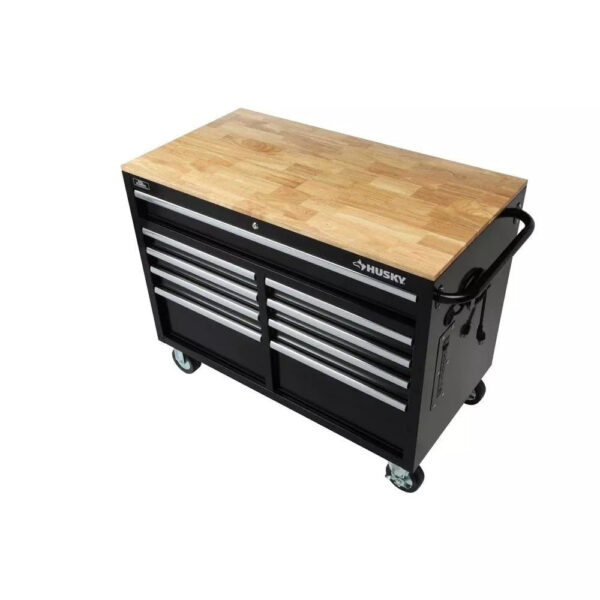 46 in. W x 24 in. D 9-Drawer Gloss Black Deep Tool Chest Mobile Workbench - Image 3