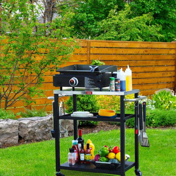 Adjustable 3-Shelf Indoor & Outdoor Grill Table | Portable Work Table with Stainless Steel Tabletop - Image 5