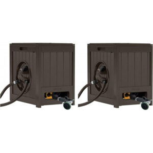 Suncast Aquawinder 125′ Auto Rewind Hose Reel, Water-Powered, Java, 2 Pack