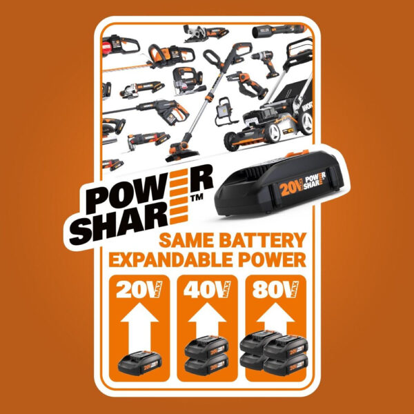 Worx 40V Cordless Lawn Mower 14′′ with Intellicut, Mulching, 2x20V 4.0Ah Batteries and Charger Included - Image 9