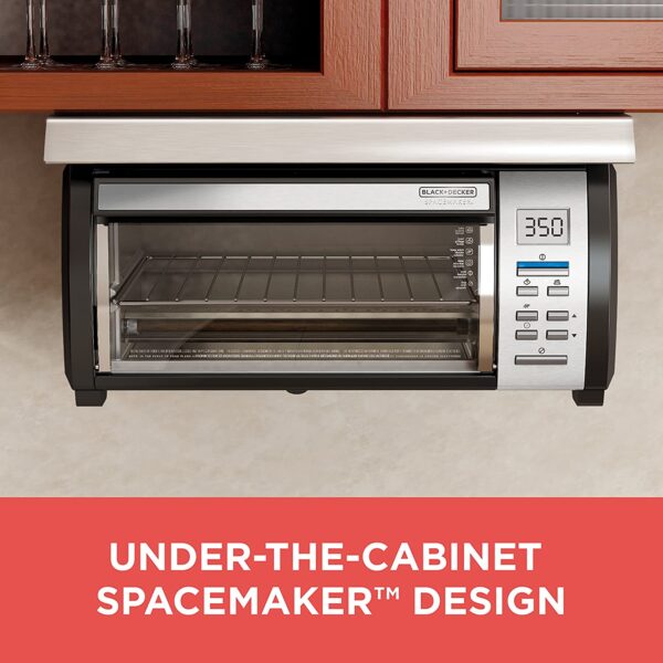 BLACK+DECKER SpaceMaker Under-Counter Toaster Oven, Digital Controls, Black/Stainless Steel, Fits 9′′ Pizza - Image 2