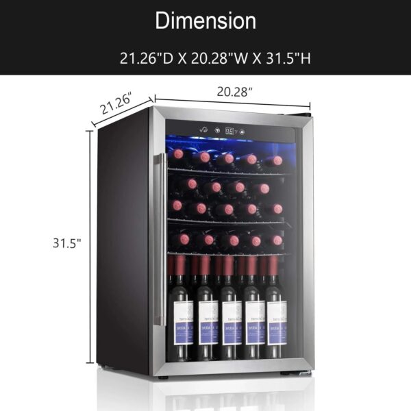 Antarctic Star Wine Cooler, 36 Bottle, Stainless Steel, Double Glass Door, Touch Screen, 4.4 Cu.Ft, Freestanding - Image 5