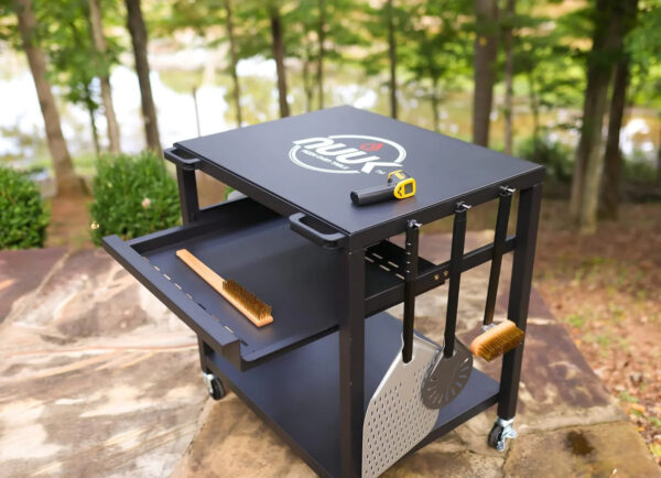 Three-Shelf Heavy Duty Rolling Outdoor Pizza Oven Table, 24" x 30 - Image 6