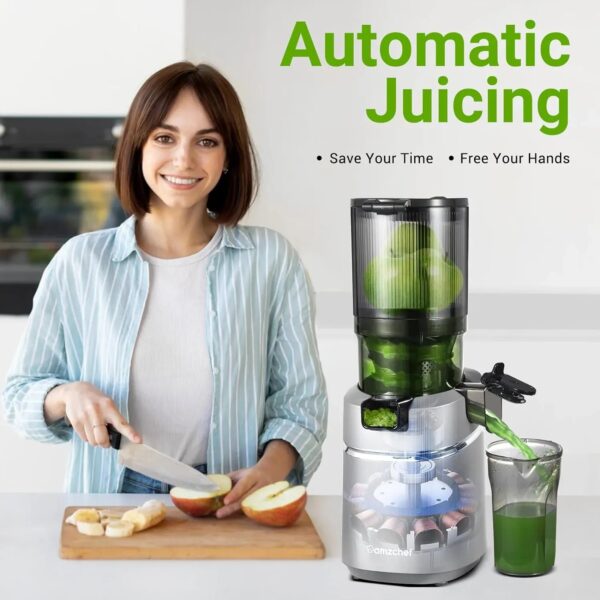 AMZCHEF SJ-036 Masticating Juicer, 250W, Silver, 1.8L Capacity, Self-Feeding, BPA-Free, High Juice Yield, Easy Clean, Cold Press Electric Juicer - Image 3