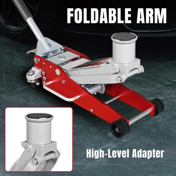 Aluminum and Steel Car Jack, 3 Ton (6,600 LBs) Hydraulic Floor Jack with Dual Piston Quick Lift Pump, Lifting Range 3-15/16" min to 18-5/16" max, Red - Image 48