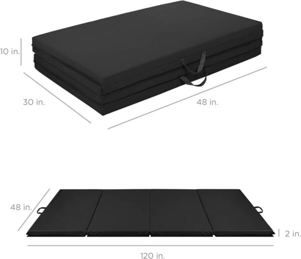 10ftx4ftx2in Folding Gym Mat 4-Panel Exercise Gymnastics Aerobics Workout Fitness Floor Mats w/Carrying Handles - Image 7