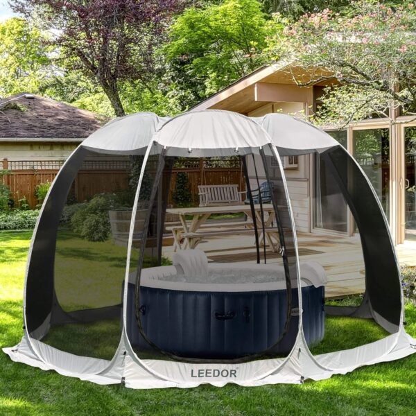 Leedor Screen House Tent Instant Room Shelter Gazebos for Patios Outdoor Canopy 10'x10' Gray - Image 6