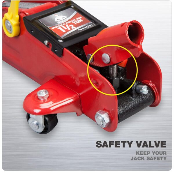 Aluminum and Steel Car Jack, 3 Ton (6,600 LBs) Hydraulic Floor Jack with Dual Piston Quick Lift Pump, Lifting Range 3-15/16" min to 18-5/16" max, Red - Image 43