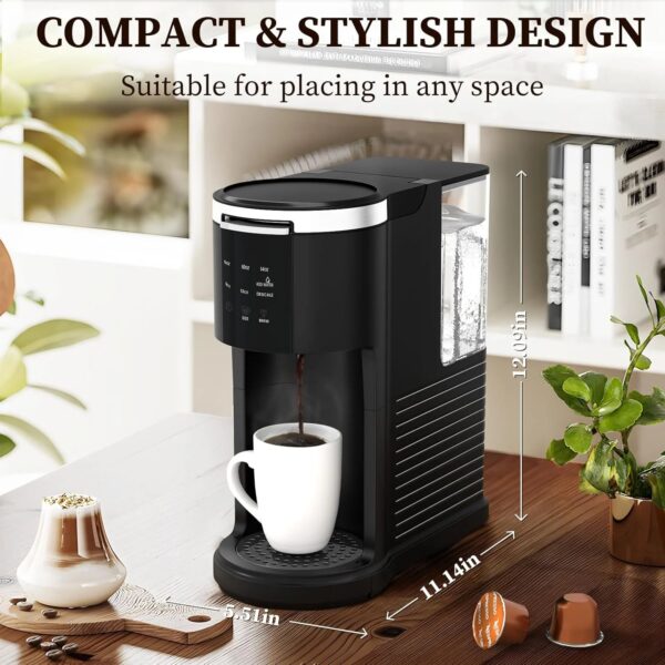 Antarctic Star Coffee Machine, K-Cup & Ground Compatible, 5 Brew Sizes, 40 oz Tank, Self-Cleaning, Black - Image 3