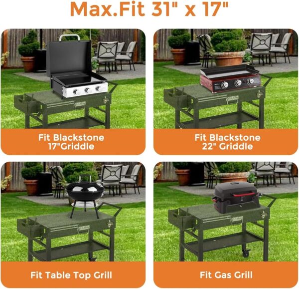 "Portable Stainless Steel Folding Grill Table with Wheels, 31"x 17" Large Space Grill Stand" - Image 5