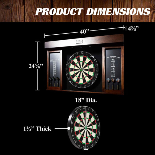 Barrington 40 Inch Dartboard Cabinet with LED Lights, 40 Inch X 4.375 Inch X 24.625 Inch - Image 2