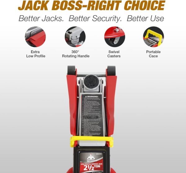 Aluminum and Steel Car Jack, 3 Ton (6,600 LBs) Hydraulic Floor Jack with Dual Piston Quick Lift Pump, Lifting Range 3-15/16" min to 18-5/16" max, Red - Image 3