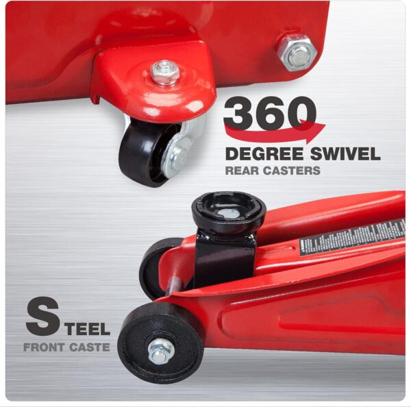 Aluminum and Steel Car Jack, 3 Ton (6,600 LBs) Hydraulic Floor Jack with Dual Piston Quick Lift Pump, Lifting Range 3-15/16" min to 18-5/16" max, Red - Image 41
