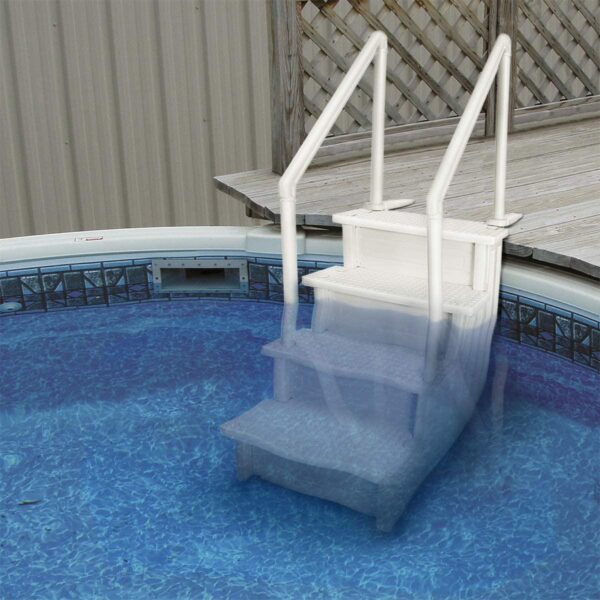 Aqua Select Above Ground Anti-Slip Pool Steps to Deck | Safety Swimming Pool Ladder | Designed for Above Ground Swimming Pools | Holds Up to 400 Pounds | White - Image 2